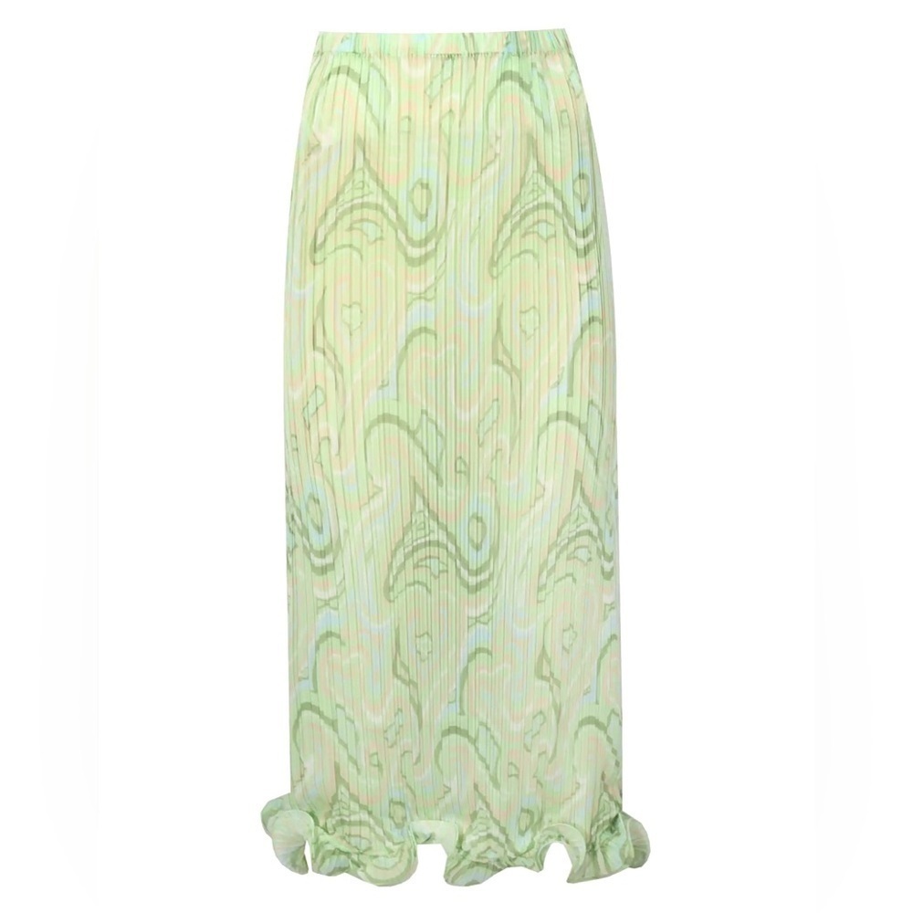 RONNY KOBO Pleated Swirl Print Ruffle Hem Y2K Fairycore Coquette Girl Skirt‎ XS - Picture 9 of 9